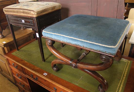 Victorian faux rosewood stool and piano stool